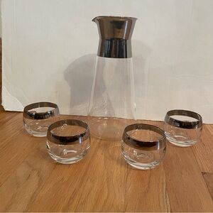 MCM Elegant Silver Rim Glass Carafe Set